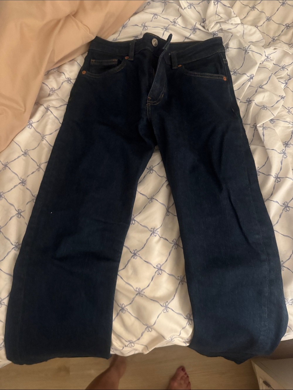 Reformation Dark Blue Straight-Leg Jeans